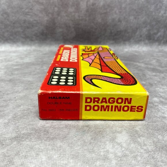 Vintage Halsam Dragon Dominoes 55-Piece Double Nine Set With Original Box #920 - Picture 6 of 9